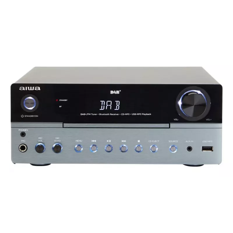 Microsistema audio domestico Aiwa MSBTU-700DAB — 25 W RMS, DAB+/FM, Bluetooth 10 m, vano CD, display LED, nero/blu artico