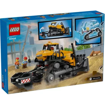 Bulldozer da costruzione giocattolo LEGO 60466, serie City, 682 pezzi, 3 minifigure, età consigliata 8+, dimensioni 120×240×130 mm