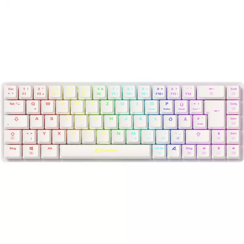 Sharkoon PureWriter W65 tastiera wireless, QWERTZ tedesca, bianca, Kailh Choc V2 Red