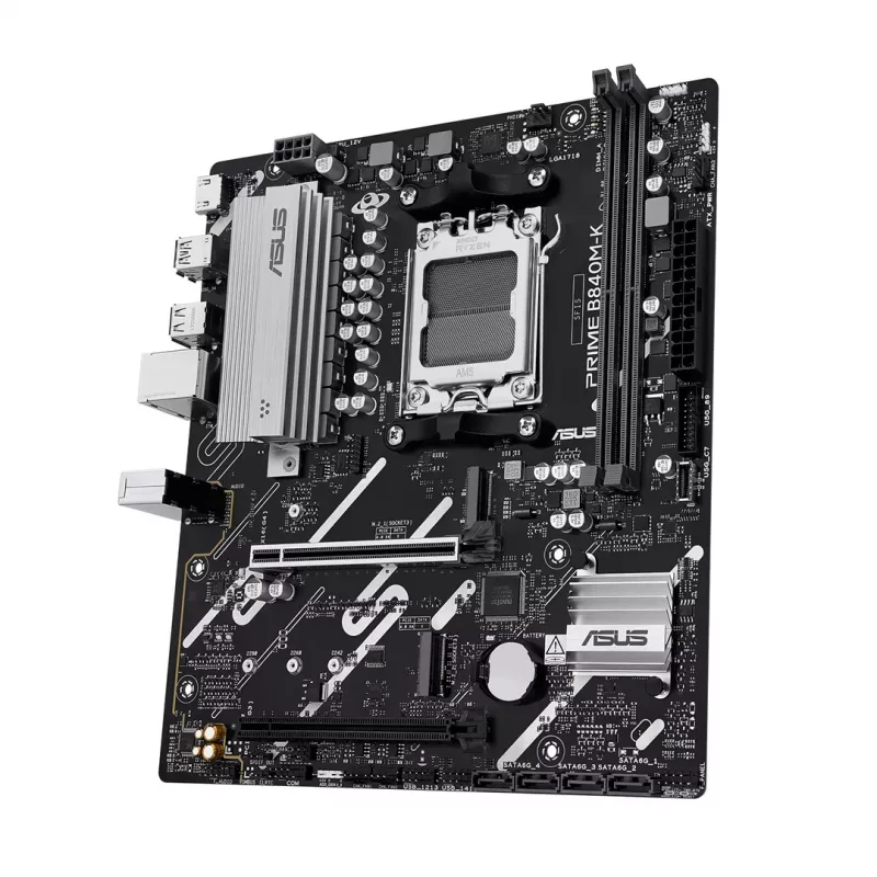 Scheda madre ASUS PRIME B840M-K — AMD B840, socket AM5, micro ATX, DDR5, 2 DIMM, 128 GB, 2.5 GbE, M.2, SATA III