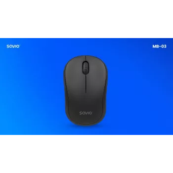 Mouse senza fili SAVIO MB-03, interfaccia Bluetooth, 1000 DPI, batteria AA, 99×60×39 mm, 51 g, ricevitore incluso