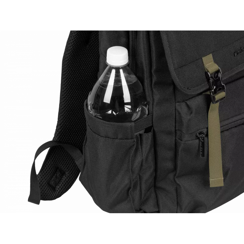 NATEC Niala NTO-2239 zaino per laptop da 39,6 cm (15,6 pollici), 18 L, antispruzzo, poliestere riciclato, nero/verde scuro