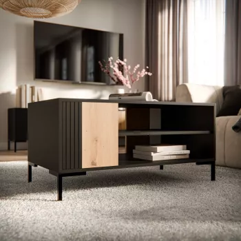 Cama MERCI tavolino da caffè/da giardino 100 x 55 x 49 cm nero/rovere artisan