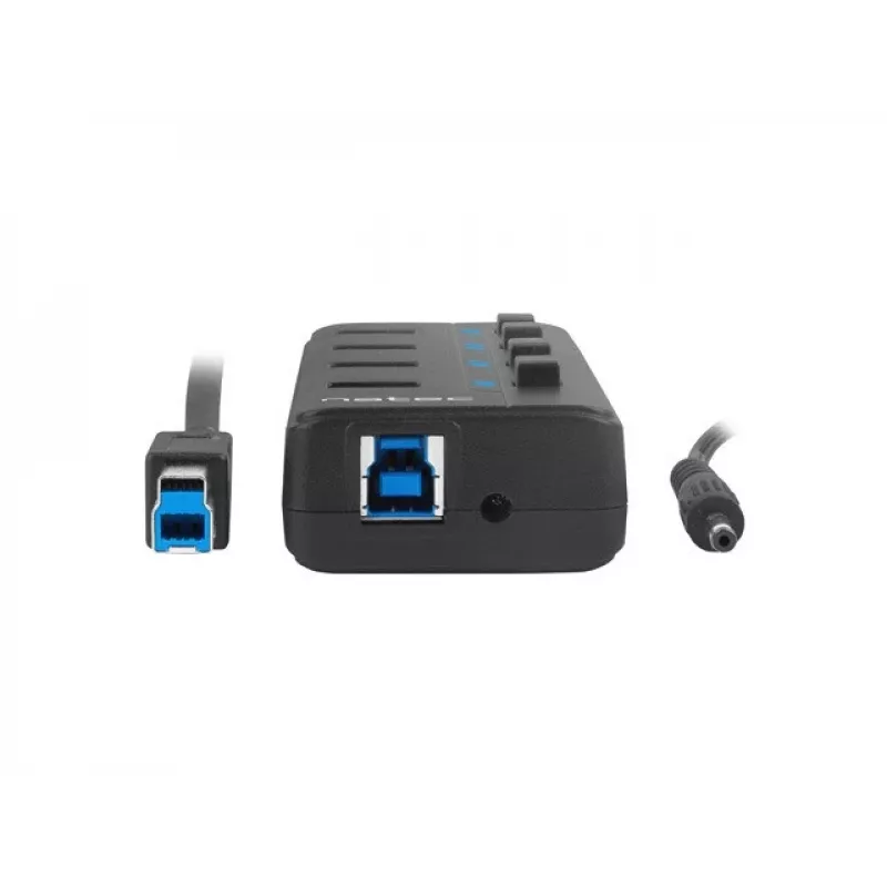 Natec Mantis 2 NHU-1557 hub USB 3.0 a 4 porte, ingresso USB Type-B, interruttori on/off, alimentatore, nero