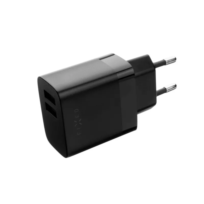 Caricabatterie da viaggio dual-USB fisso FIXC17N-2U-BK, 17 W, adattatore USB portatile, nero