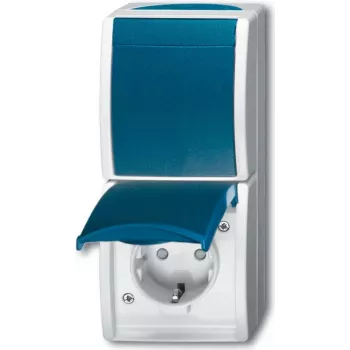 BUSCH JAEGER 2601/6/20 EBW-53 - Type F - 2P+E - blu - bianco - IP44 - 250 V - 16 A