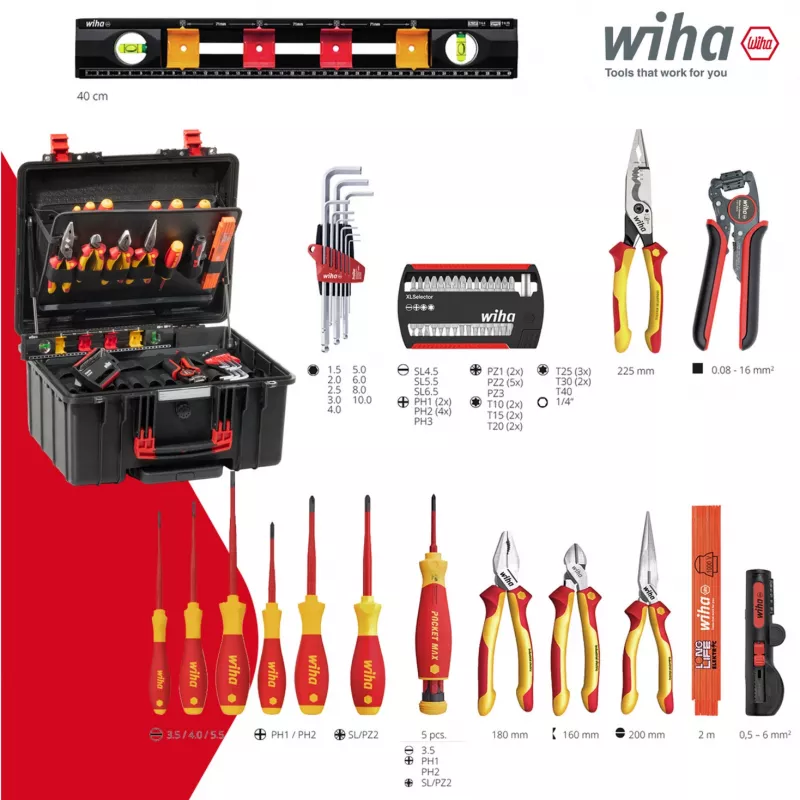 Wiha 45795 set di utensili XL 2 Trolley electric, 60 pezzi, con valigia trolley