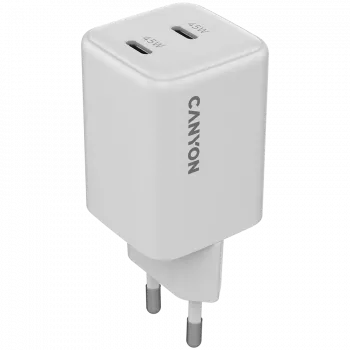 Caricabatterie Canyon CU45CC GaN 45 W 2xPD, bianco (CNS-CUW45CC)