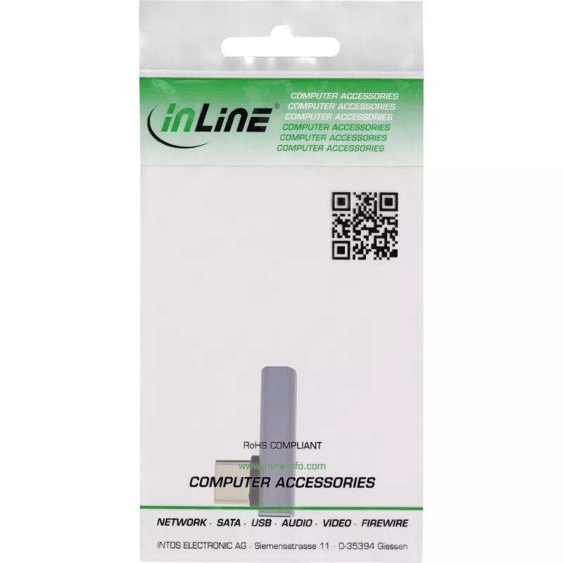 Adattatore InLine USB4, connettore maschio/femmina USB-C verticale angolare destro/sinistro, alluminio, grigio