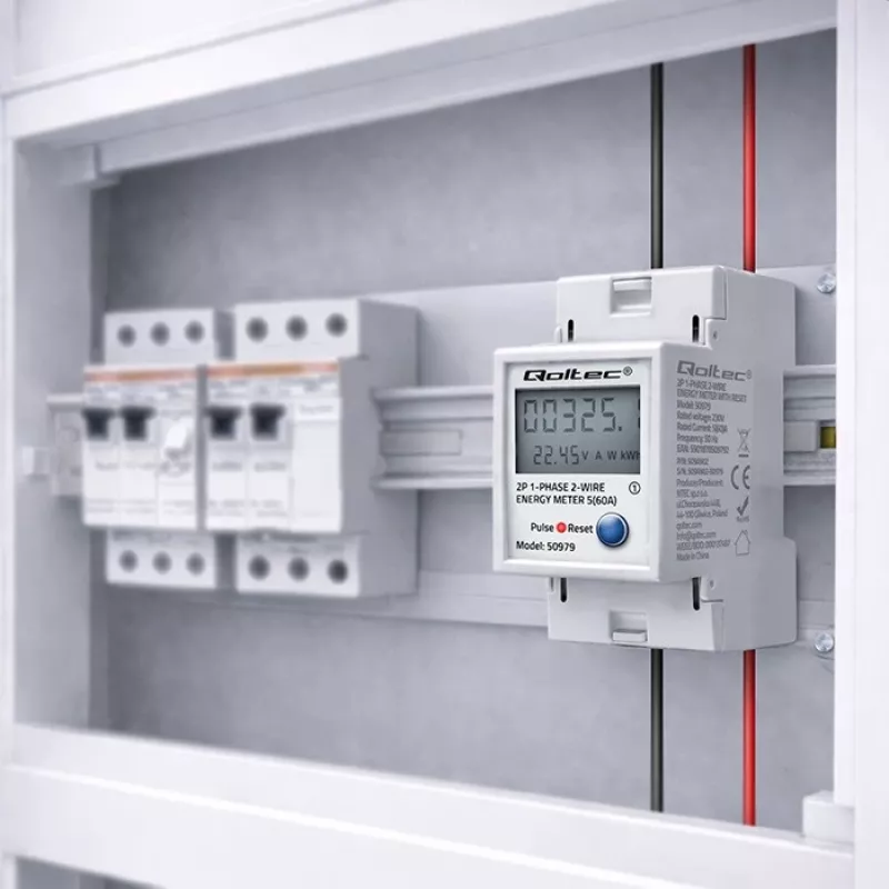 Contatore di energia QOLTEC monofase per guida DIN 230V (MPN 50979)