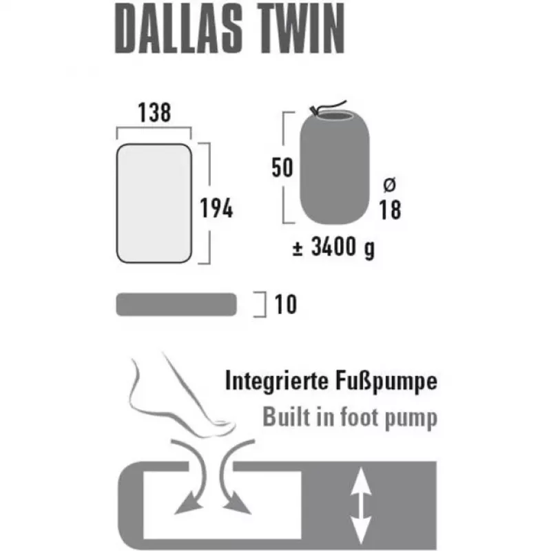 Materassino gonfiabile da campeggio Dallas Twin 41033 (citronella)