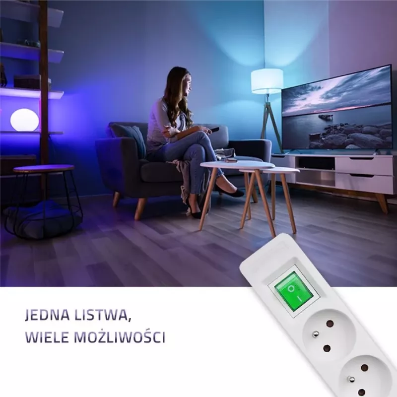 Prolunga elettrica Qoltec 50288 1,8 m 4 prese AC per interni bianco