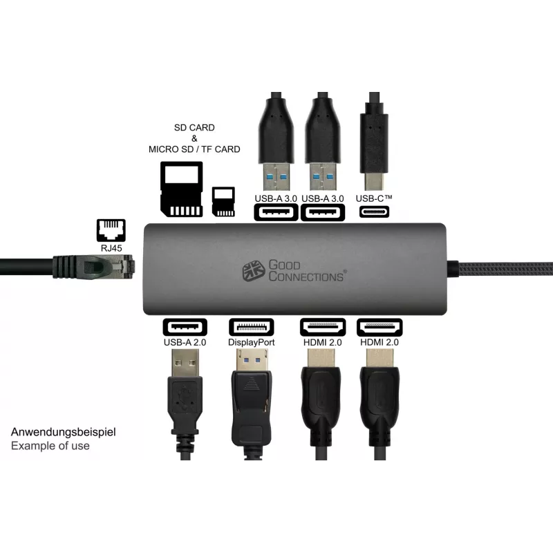 Alcasa HUB-C001A hub interfaccia USB Type-C 5000 Mbit/s antracite