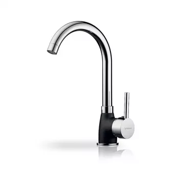 Rubinetto da cucina PYRAMIS Bello Duo – corpo in granito, testa cromata, comando monoleva, bocca a C orientabile, altezza 30 cm, sporgenza 220 mm