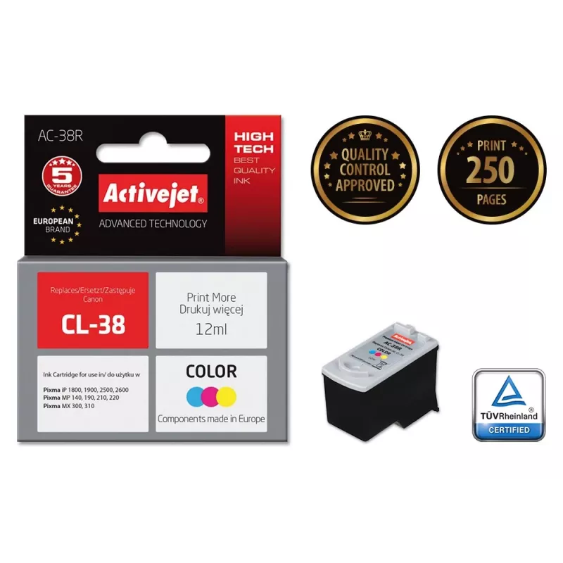 Inchiostro Activejet AC-38R (sostituto per Canon CL-38; Premium; 12 ml; colore)