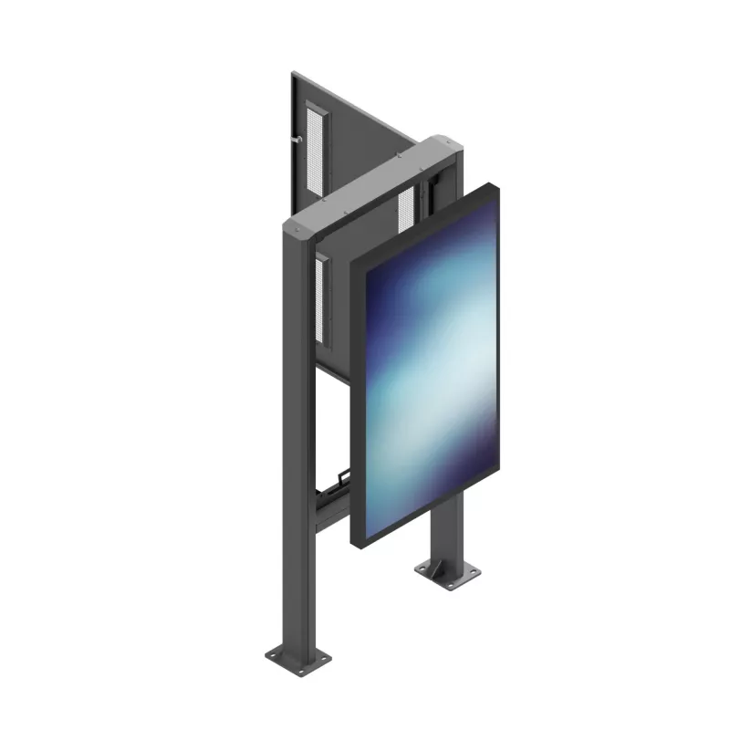 Custodia in acciaio Edbak POK101 per display Digital Signage, nero, verticale 862x200x1981 mm