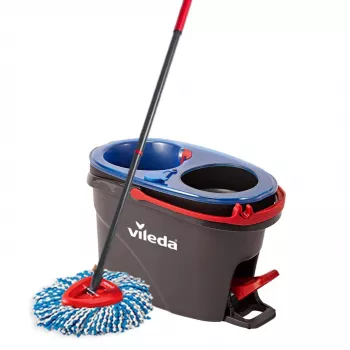 Lavapavimenti VILEDA in microfibra 320 mm, manico telescopico 55–123 cm, lavabile, testa girevole a 360°, nero/blu/rosso