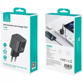 Caricabatterie usams USA001627 20W 1×USB‑C con cavo USB‑C — adattatore a ricarica rapida per telefoni e tablet