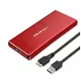 Case per SSD QOLTEC 51831 USB 3.0 per unità M.2 SATA fino a 2 TB, rosso, supporta lunghezza 30 mm, fino a 4 unità