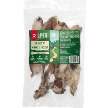 Snack per cani MACED Orecchie di coniglio con pelo, confezione da 10 — snack da masticare naturale per cani, adulti, igiene dentale