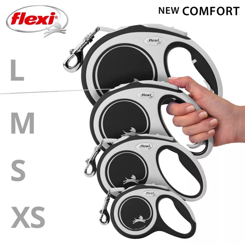 Guinzaglio avvolgibile per cani Flexi New COMFORT 8 m nero, grigio