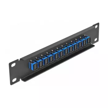 Patch panel fibra ottica DeLOCK 10 pollici 12 porte SC simplex blu 1U nero