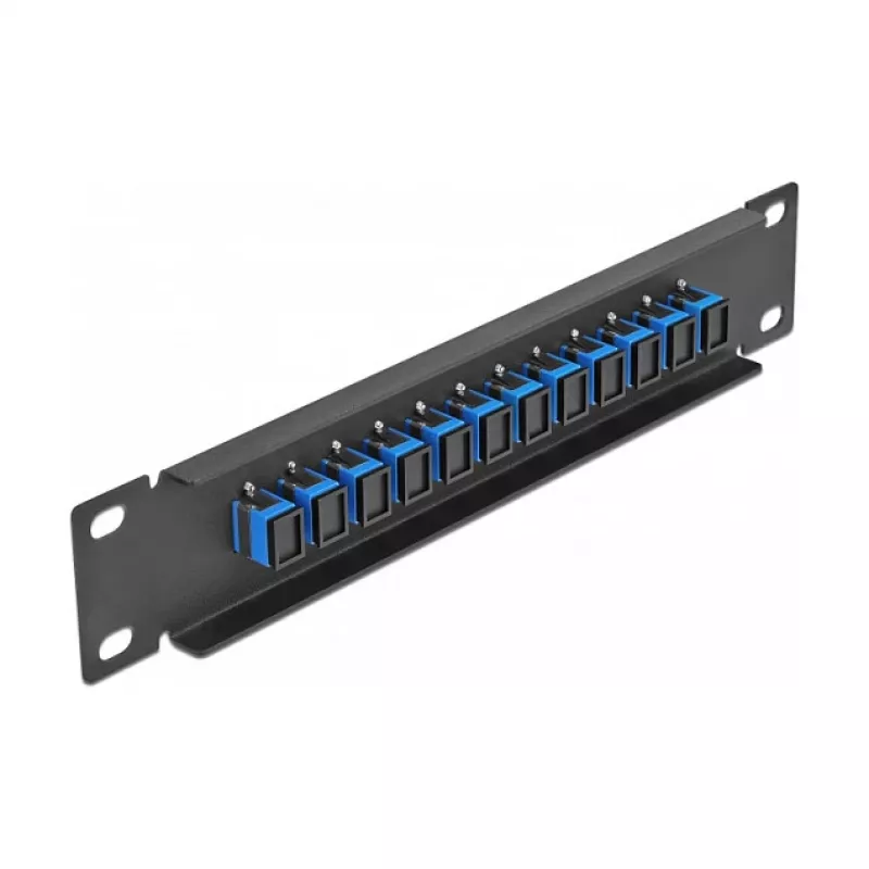 Patch panel fibra ottica DeLOCK 10 pollici 12 porte SC simplex blu 1U nero