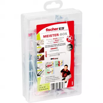 Set tasselli FISCHER DUOLINE grigio chiaro rosso — 91 pezzi, misure miste per muratura e cartongesso