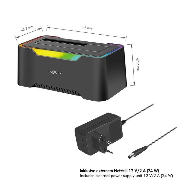 LogiLink Docking station HDD LogiLink Quickport USB 3.2 1 porta per 2,5/3,5 SATA (QP0035)
