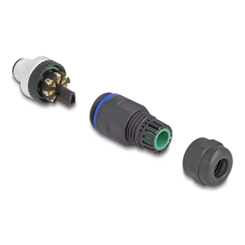 Connettore M12 DeLOCK codifica A 8 poli connettore maschio connessione a vite