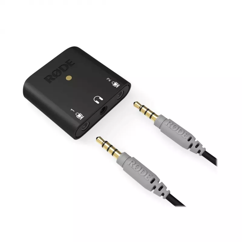 RØDE AI-Micro interfaccia audio mobile, 2x ingressi TRS/TRRS da 3,5 mm, uscita cuffie da 3,5 mm, USB-C, nera