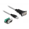 DeLOCK 63465 Adattatore da USB 2.0 Type-A a seriale RS-422/485, morsettiera a 6 pin, 1,8 m, nero/trasparente