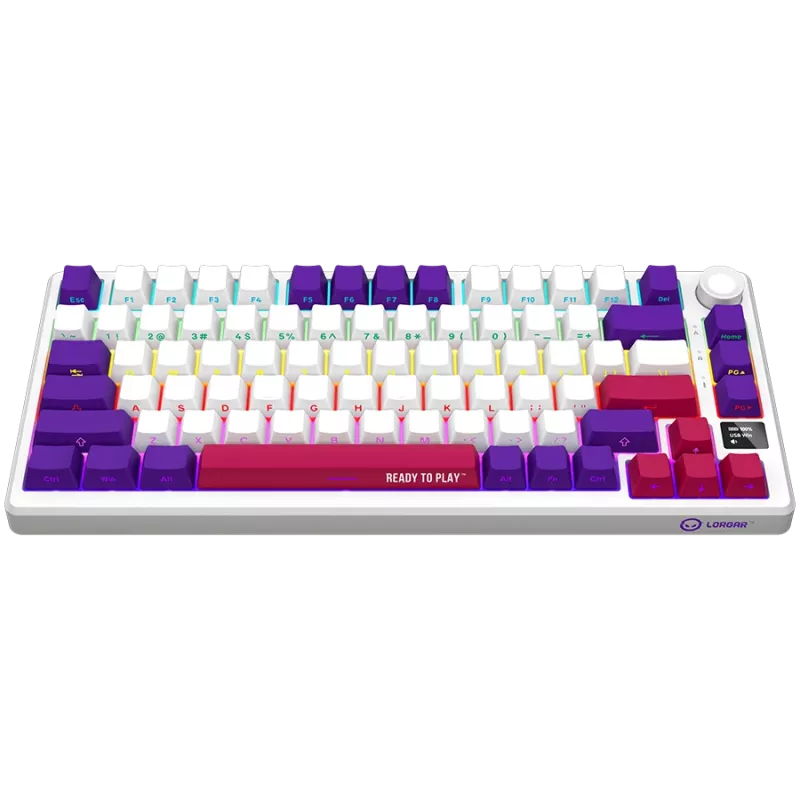 LORGAR KBP7075W, tastiera da gaming meccanica wireless 75% Pro, bianco, layout EN