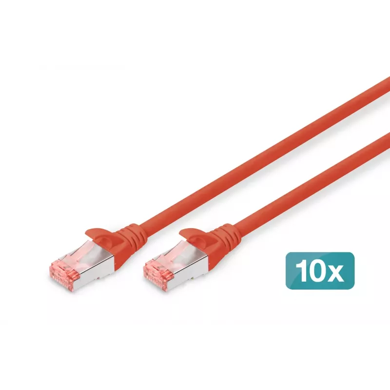 DIGITUS CAT 6 S/FTP set cavi patch DK-1644-050-R-10, 5 m, rosso, 10 pezzi