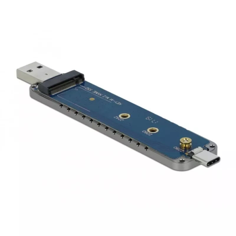 Case esterno per SSD M.2 NVMe PCIe, box per unità argento, con connettore USB Type-C e Type-A
