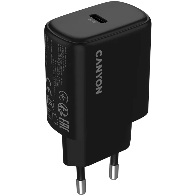 CANYON caricabatterie OnCharge 200 20W 1xPD EU nero