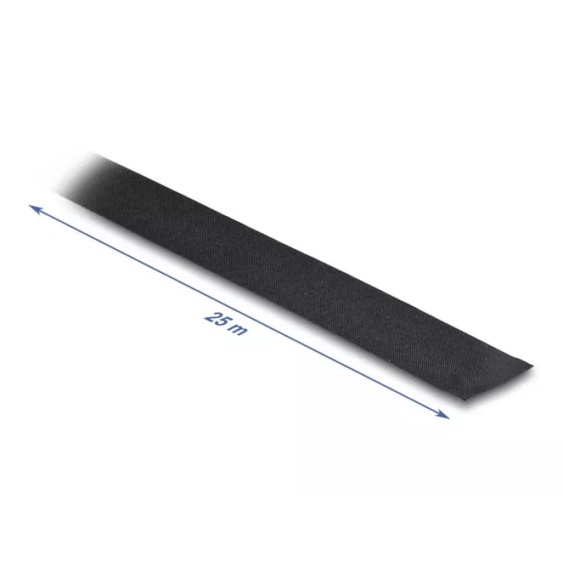 Nastro in tessuto DeLOCK 25 m x 25 mm strappabile autoadesivo nero