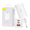 Caricabatterie da parete Baseus GaN5 Pro 65W — USB + 2×USB-C (QC3.0, PD3.0) con cavo USB-C 1m, bianco