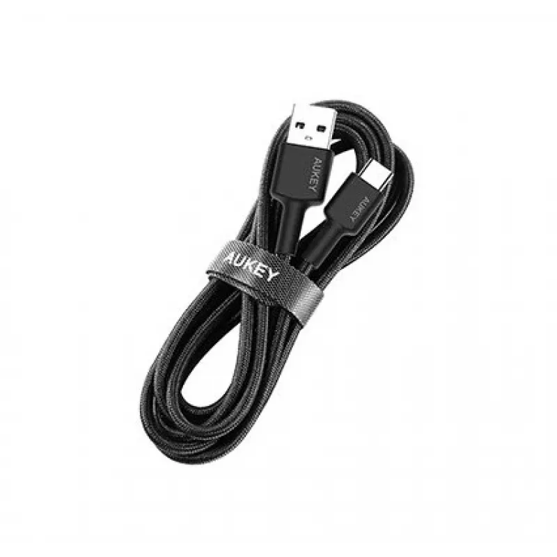 Aukey CB-CA2 OEM cavo da USB-C a USB-A, rivestimento in nylon intrecciato, 2 m, nero