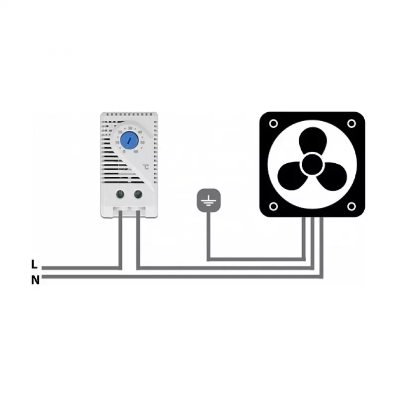 Delock 66823 termostato con contatto NC per guida DIN, grigio