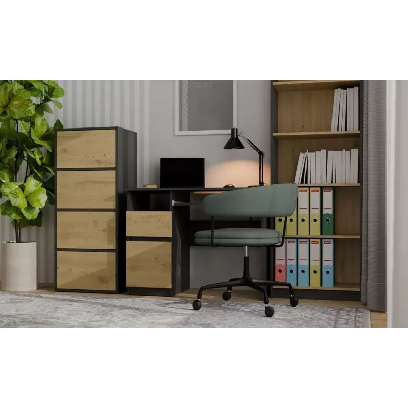 Comodino ALMA, antracite/rovere artisan