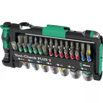 Wera Tool-Check Plus 2 mini cricchetto, set di bussole e punte, 39 pezzi (05049056001)