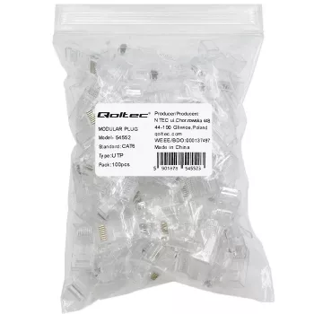 Connettore RJ45 modulare QOLTEC 54552 CAT6 UTP, confezione da 100 pz.