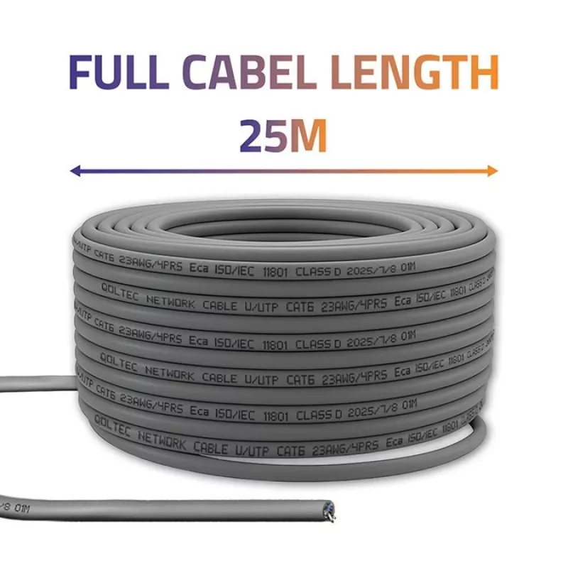 Cavo patch di rete QOLTEC Cat6 UTP in rame, 25 m, grigio