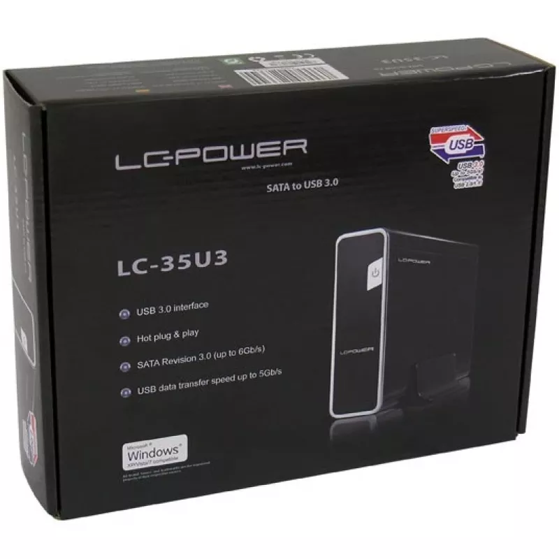 LC Power LC-35U3 - case per storage - 8,9 cm (3.5) - SATA 6Gb/s - 600MBps - USB3.0 - nero (LC-35U3)