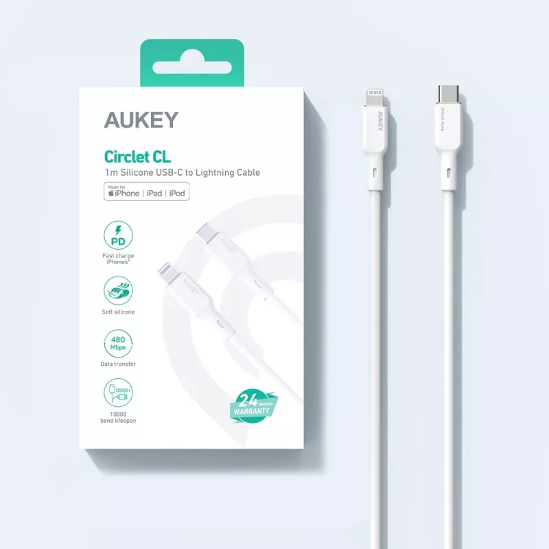CB-SCL2 Cavo in silicone bianco Lightning-USB-C USB Power Delivery USB-PD