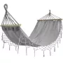 Amaca Black Forest, grigia con frange, singola 200x100 cm con supporto
