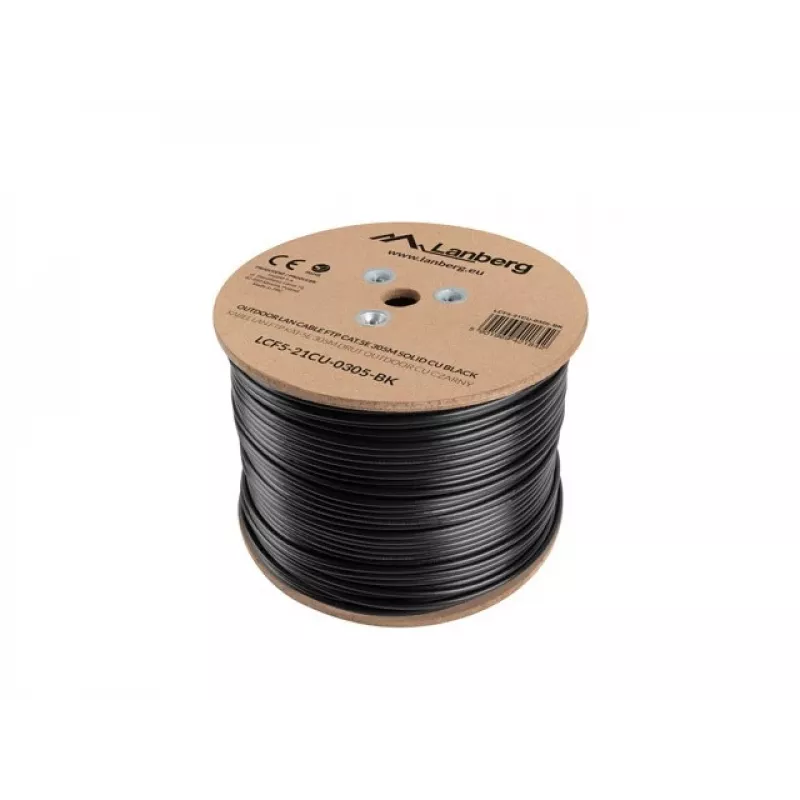 Lanberg LCF5-21CU-0305-BK cavo di installazione Cat5e F/UTP per esterni, rame massiccio, 305 m, nero