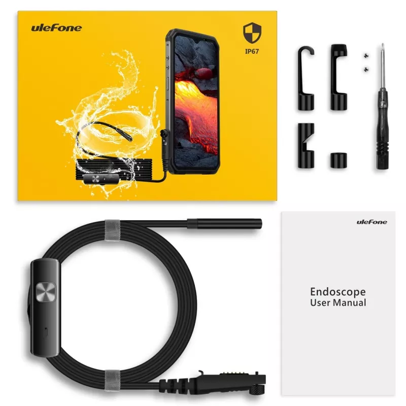 Ulefone uSmart UF-EC telecamera endoscopica per smartphone, nero