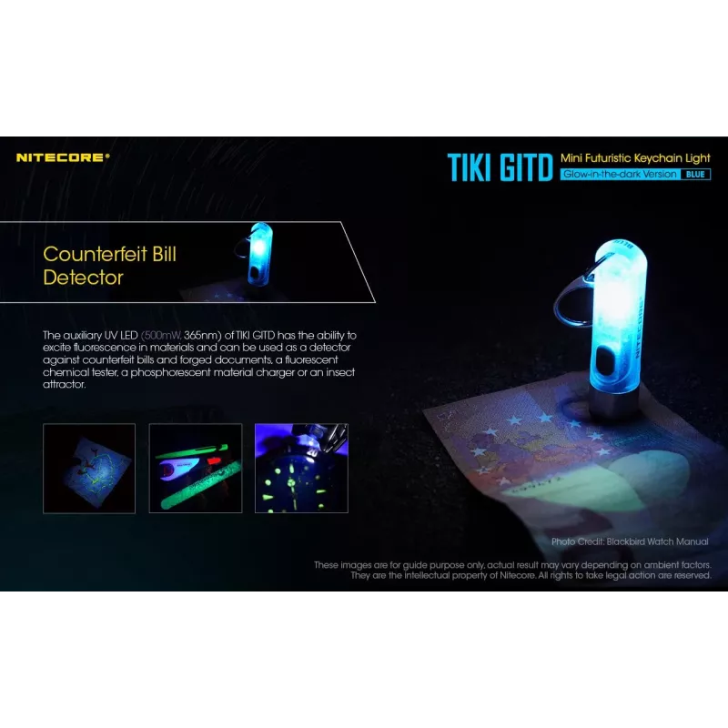 Nitecore TIKI GITD BLUE torcia, serie T, 300 lumen